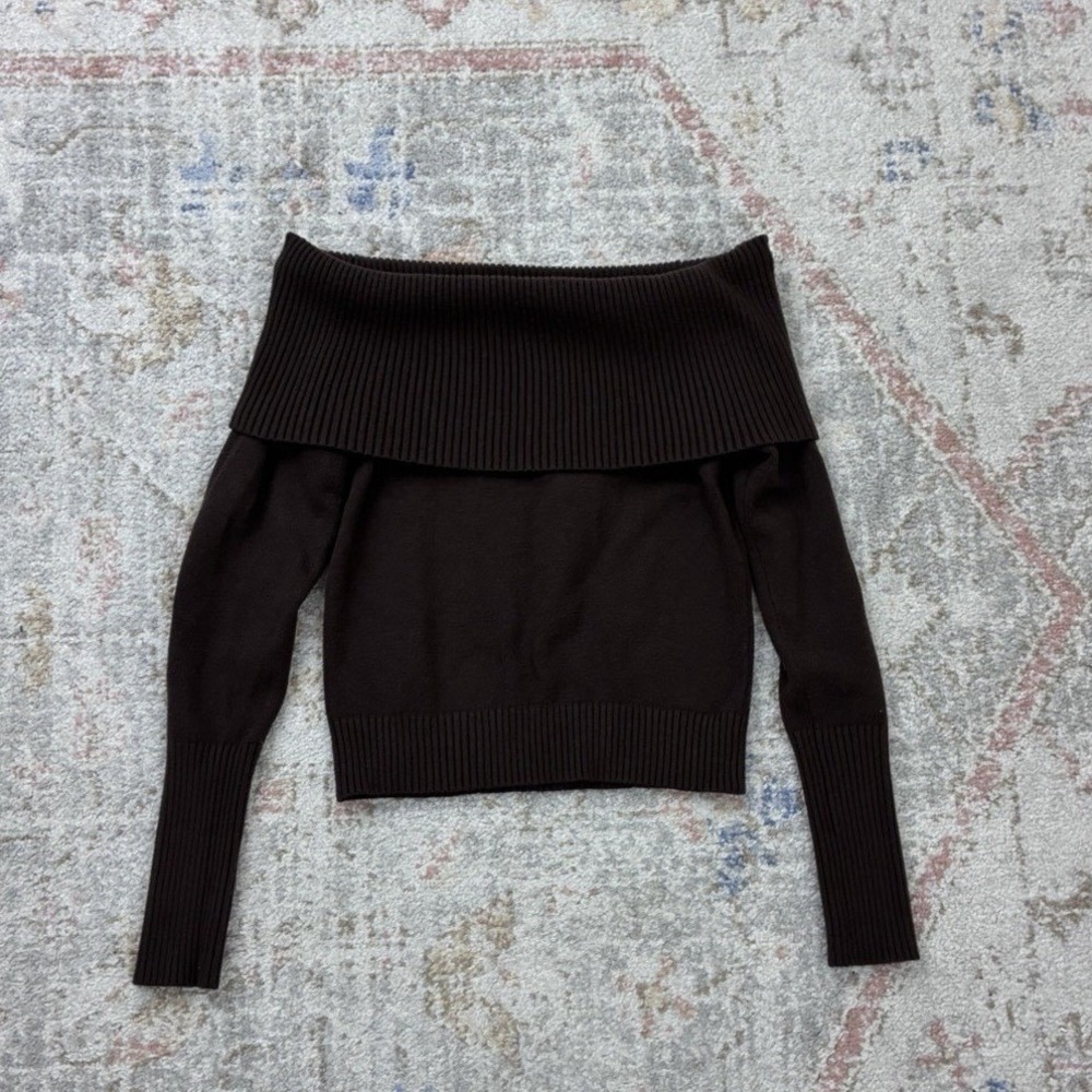 Chocolate Charlotte Russe Off The Shoulder Fold Over Knit Cottagecore Sweater M